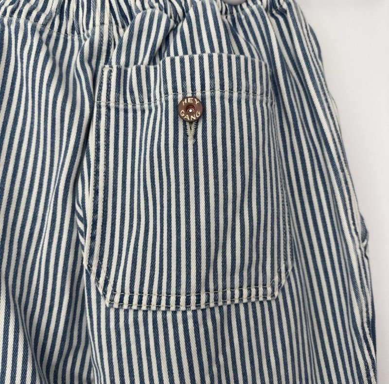 Hey Gang NWT $375 Chore Pant in Conductor Stripe/Natural 3 Medium gallery