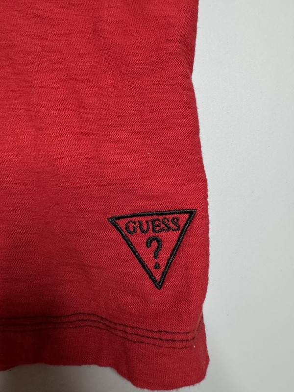 Vintage Guess Shirt Mens L-XL Red V Neck Golf Summer Fashion Y2K Shirt gallery