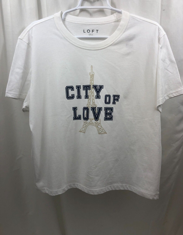 Women’s Loft T Shirt Large Relaxed Fit Paris At Hip Length