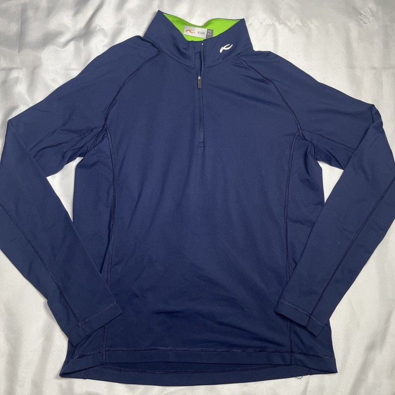 KJUS Mens 1/4 Zip Size 48/S Navy Blue Golf Preppy Pullover Performance