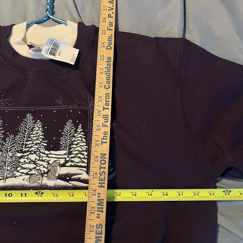 VTG NWT Top Stitch Trees Winter Snow Grandma Cottagecore Sweatshirt L Purple gallery
