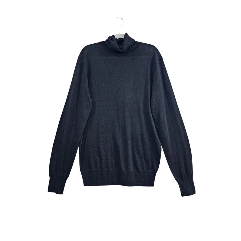 Neiman Marcus Turtleneck Sweater Women Large Black Cashmere Silk Knit Pullover