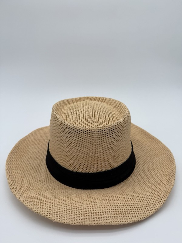Signatures Beige & Black Panama Hat w/ Black Band, Men's Size M/L gallery
