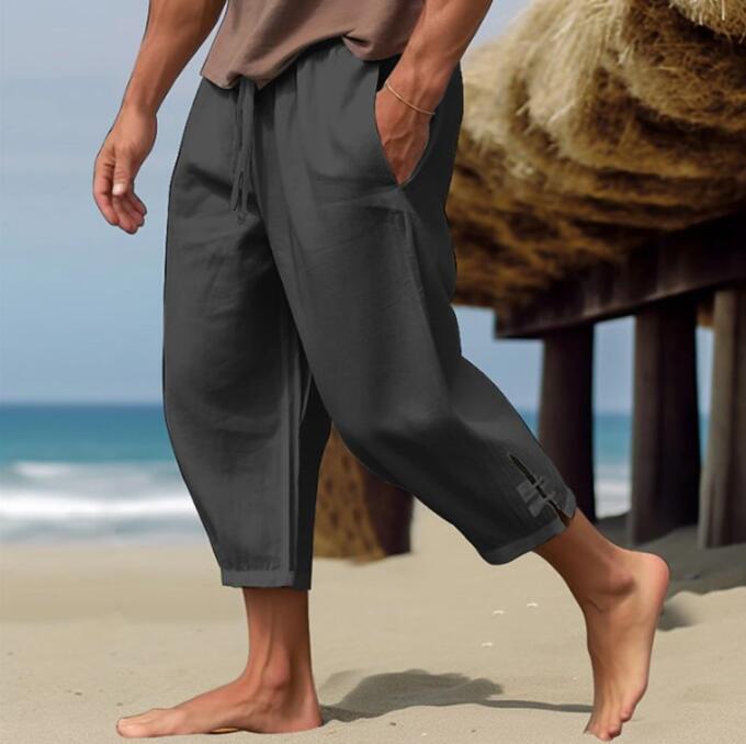 New Summer Men Beach shorts Cotton linen Thin Short pant Casual breathable pant gallery