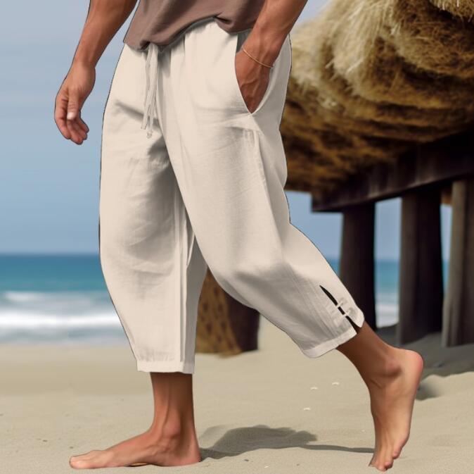 New Summer Men Beach shorts Cotton linen Thin Short pant Casual breathable pant gallery