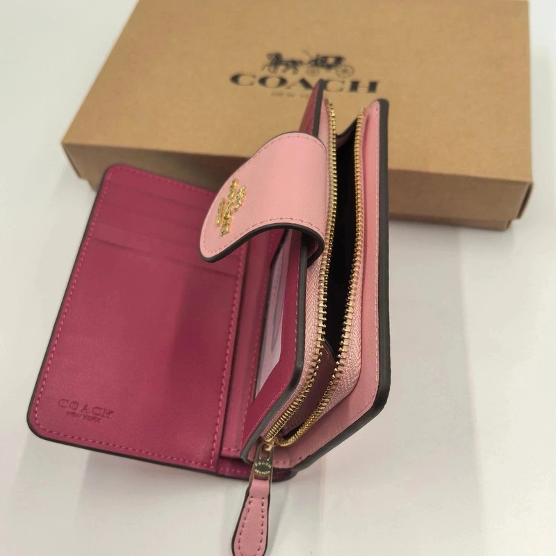 New Coach Medium Corner Zip Wallet In Signature Canvas Pink CW786 With Box gallery