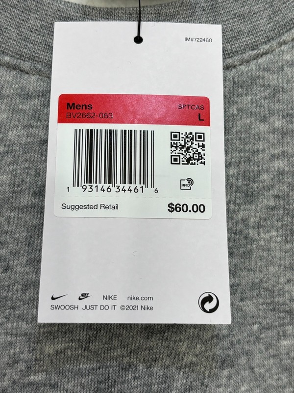 Nike Sportswear Club Fleece Sweatshirt Mens Heather Gray Crew Neck Outdoor Large gallery
