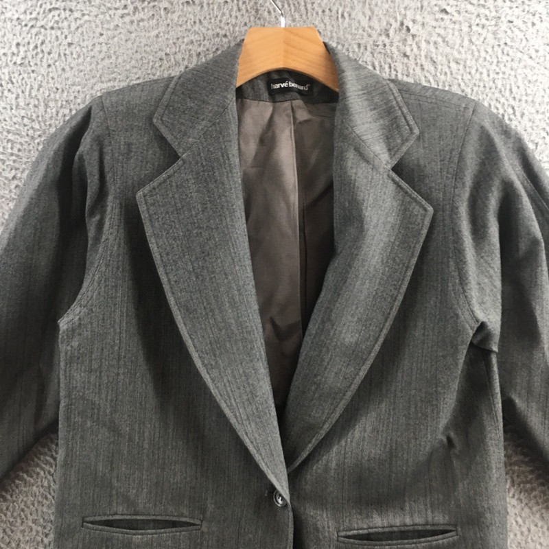 Harve Benard Blazer Jacket Mens 10 Gray Long Sleeve Casual Front Pocket Button gallery