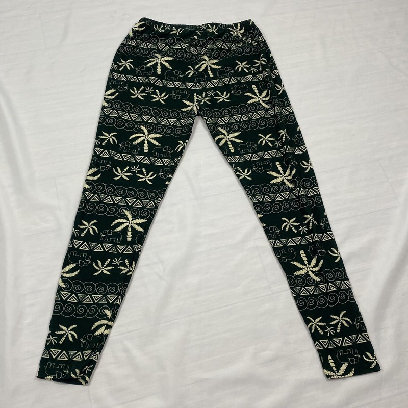 Leggings Depot Womens Elephant Palm Tree Soft Leggings Green Black One Size gallery