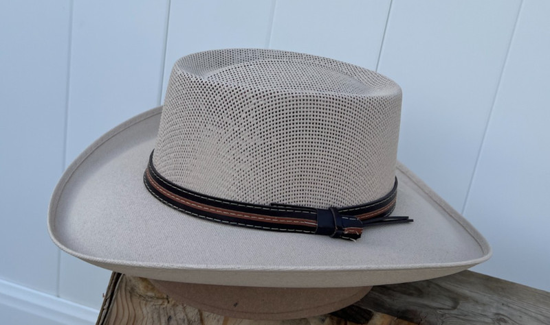 SAND COLOR MEN'S PANAMA STYLE SUMMER HAT LIGHT WEIGHT BEACH OR GOLF STYLE HAT gallery