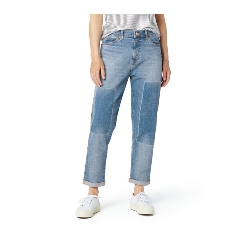 Levi’s Signature Heritage Boyfriend Jeans Women Size 29 Blue Patchwork Mid Rise
