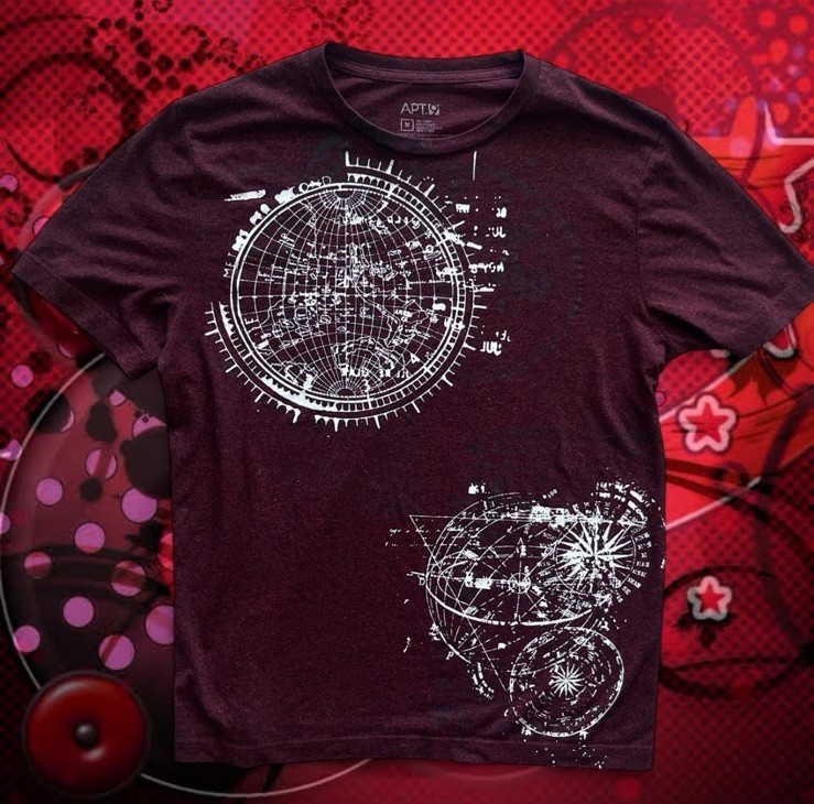 Y2K Dark Red Space Y2k Tshirt Print Size M Apt.9