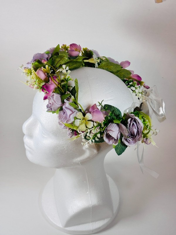 Pink Purple Flower Crown Wedding Quinceanera First Communion Boho Rose Head FH_F gallery