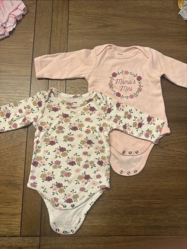 Hudson Baby 0-3 Month Long Sleeve Bodysuit 2 Pack Floral Mama’s Mini 100% Cotton