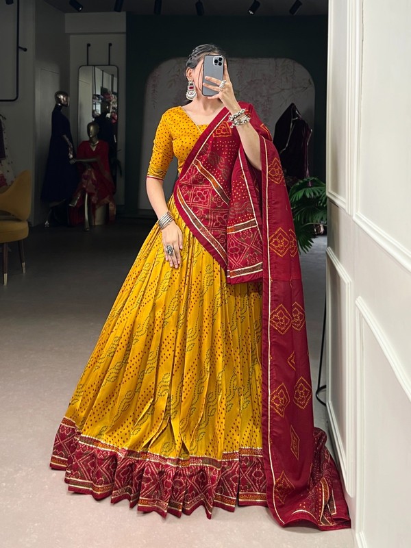 Traditional Chaniya Choli Set Indian Navratri Garba Festival Wear UnStitched