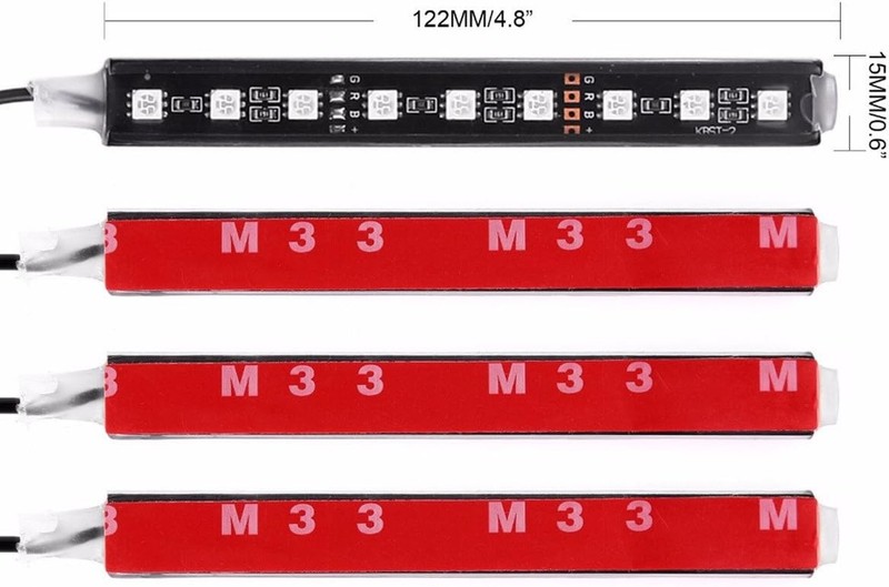 LED Strip Light, 4pcs 36 LED Car Interior Lights Under Dash Lighting Waterproof gallery