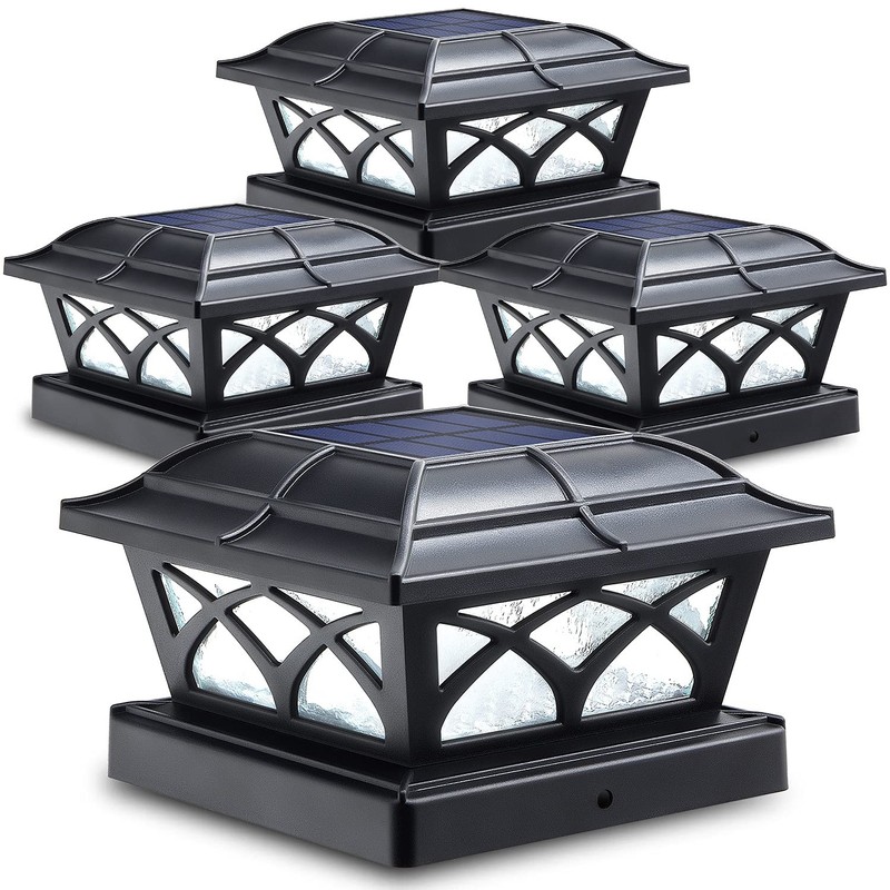 SIEDiNLAR Solar Post Cap Lights Outdoor Glass 2 Color Modes 8 LEDs for 4×4 5×5 6