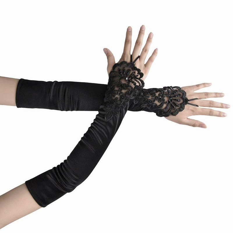 Fingerless Long Gloves Elbow Length Satin Gloves Opera Evening Party for Women gallery