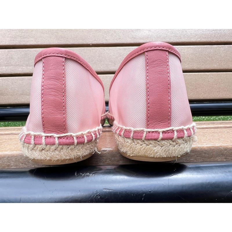 Tory Burch Ines Mesh Espadrille Flats Womens 10 Pink Logo Slip On Shoes LNWT gallery