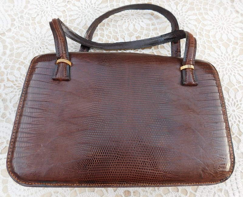 Vintage Brown Alligator Crocodile Lizard El Trebol Buenos Aires Bag
