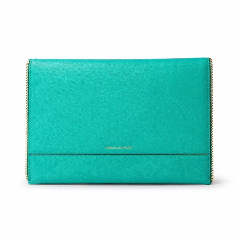 Rebecca Minkoff Turquoise Envelope Clutch Wallet Zip Pouch NWOT Large gallery