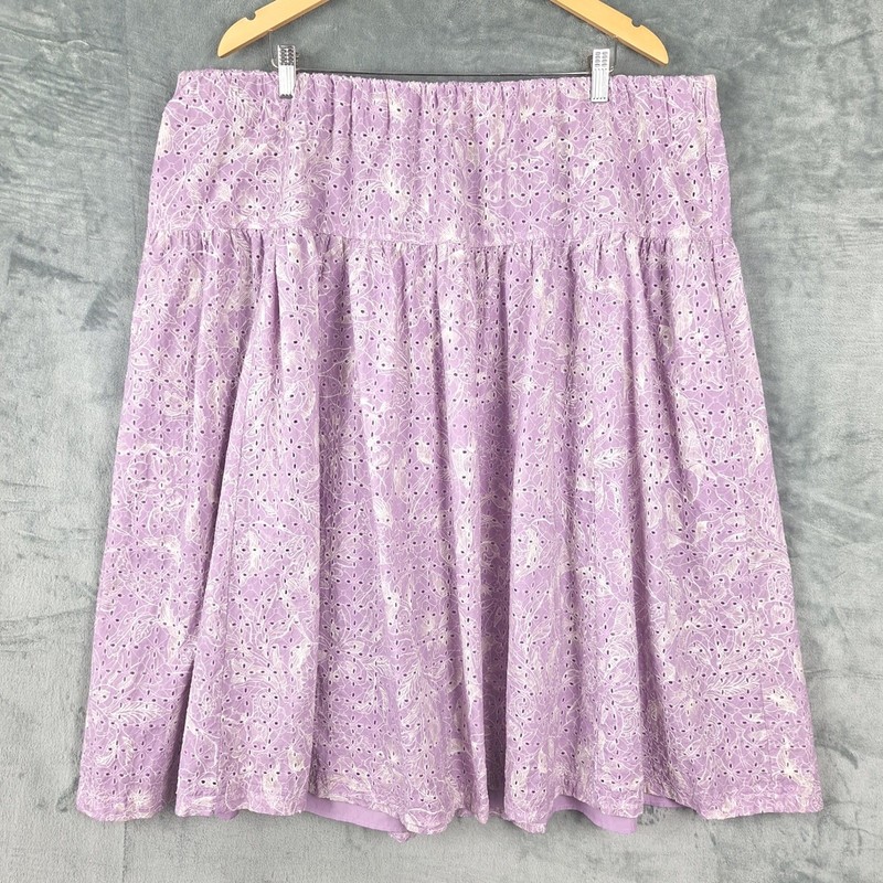 Womens Skirt 22 Purple Floral Eyelet Cottagcore Midi Feminine Embroidered Fairy