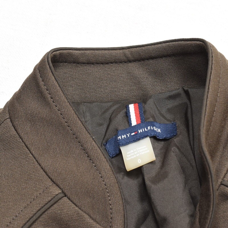 Tommy Hilfiger Women Double Breasted Blazer Jacket Solid Polyester Brown Size 0 gallery