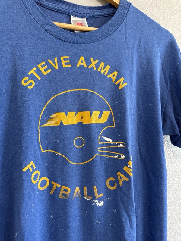 Vintage grey tag Nike made in USA Mens M Blue NAU Football Camp Graphic Print gallery