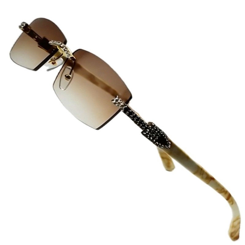 Rhinestone Rimless Sunglasses Fashion Tinted Lens Eyewear Hip Hop Men Diamond gallery
