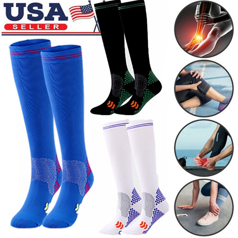 3Pairs Infused Compression Socks 20-30mmHg Graduated Men Women Hose S/M L/XL XXL