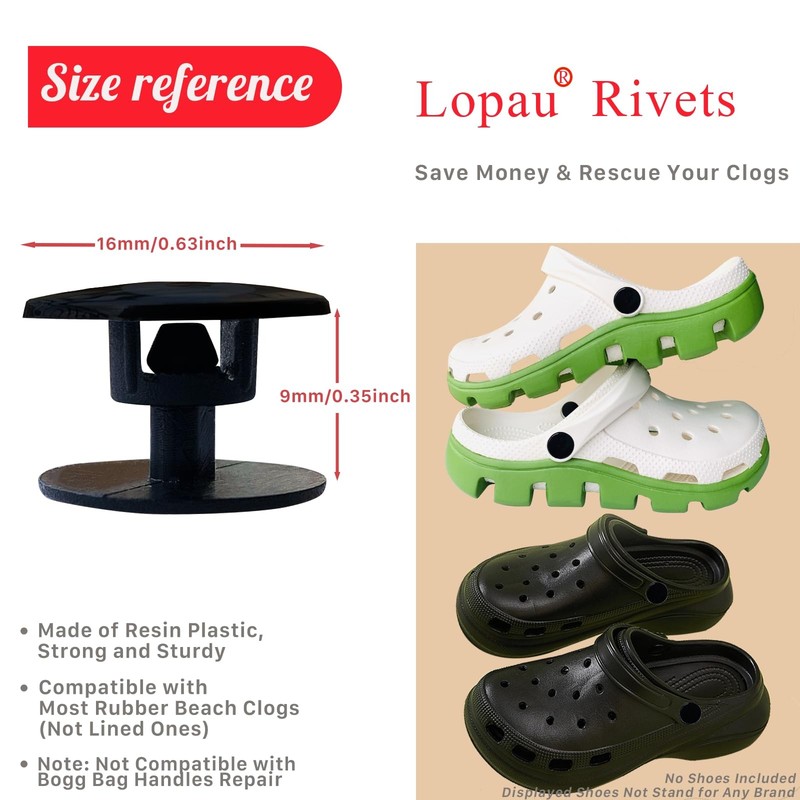 Lopau 10Sets Replacement Rivets for Croc, Strap Buttons Black gallery
