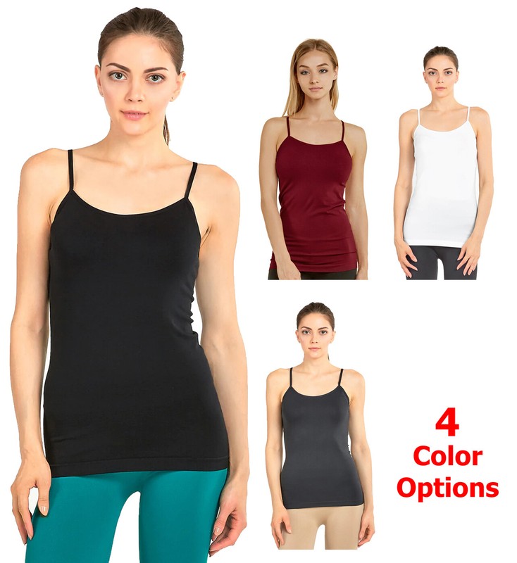 Mopas Women’s Plain Camisole Tank Top with Adjustable Straps