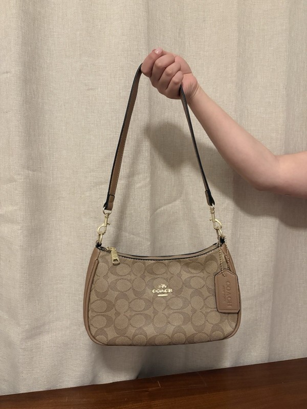 COACH Teri 2Way Shoulder Bag Signature Coated Canvas Khaki CA548