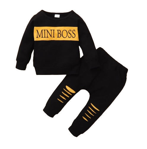 Newborn 0‑2Y Baby Boy 2PCS Long Sleeve Print T‑Shirt and Long Pants Spring Outfi
