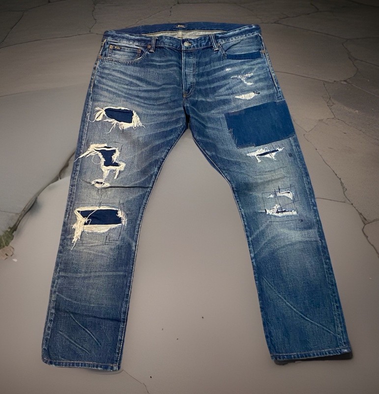 Polo Ralph Lauren The Sullivan Slim Patchwork Patch Denim Jeans Men’s 38 x 29
