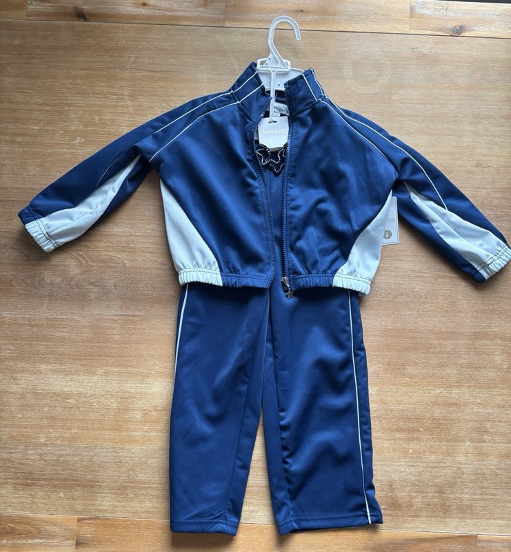 btween active Blue/White Colorblock 2pc Tracksuit Zip Jacket/Pants Pockets 6