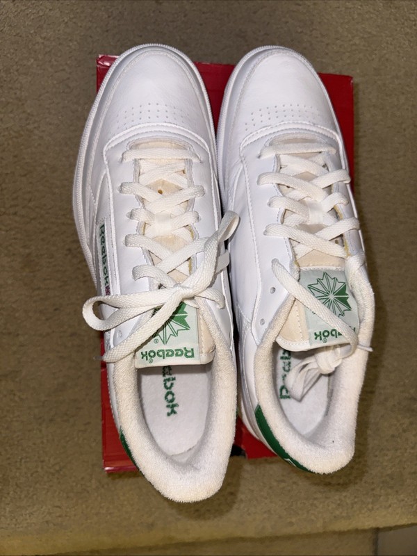 Reebok Club C 85 Vintage Unisex Shoes Men 12/Women 13.5 White Green Leather New gallery
