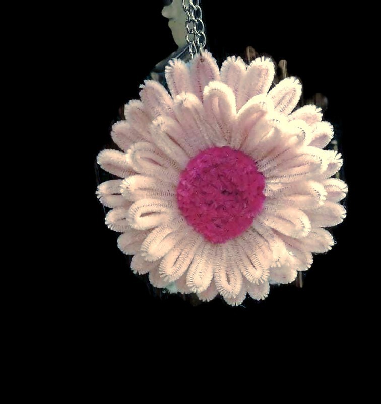 Handmade Chenille Flower Keychain Cute Floral Bag Charm Unique Gift Accessory gallery