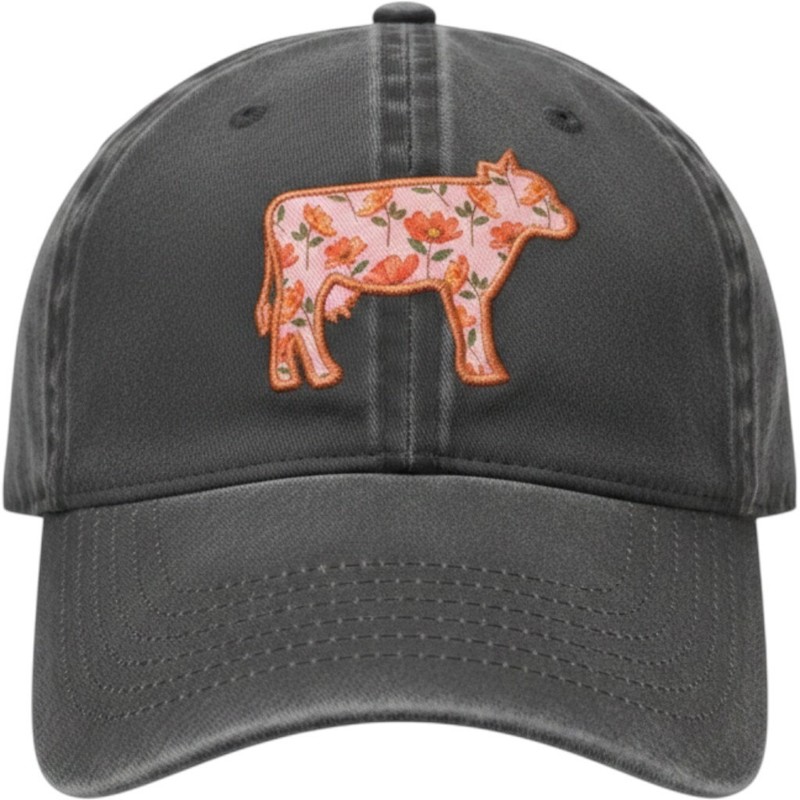 Infinity Her Elude Evolve Floral Cow Baseball Cap Hat Black Ponytail Opening