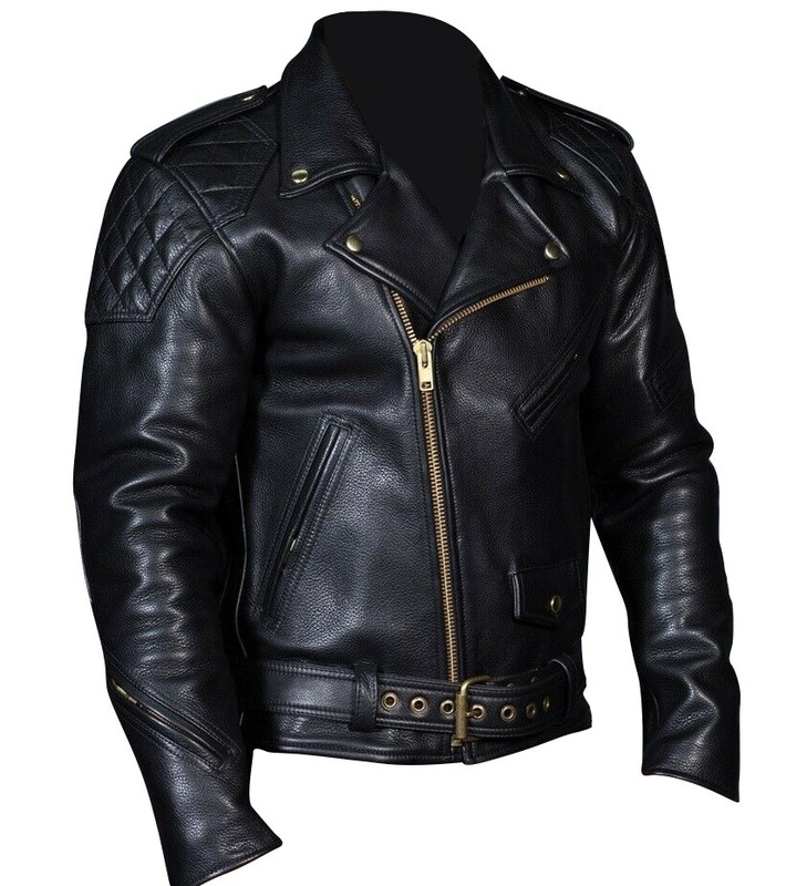 Men’s Real Leather Quilted Panels Bikers Jacket Natural Leather Bikers Jacket