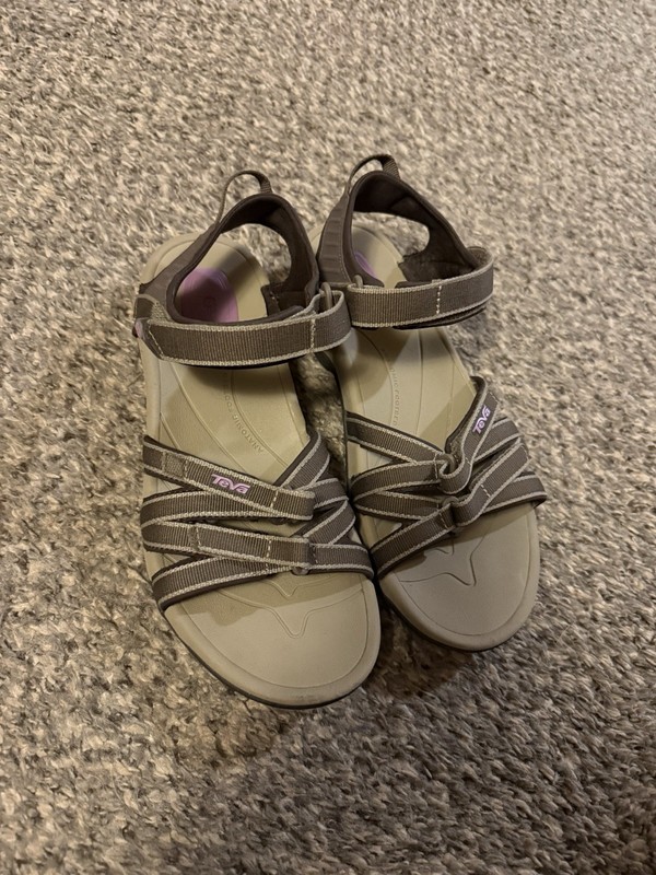 Teva Women’s Strappy Sport Sandals Adjustable Hook & Loop Gray/Purple US 9 M