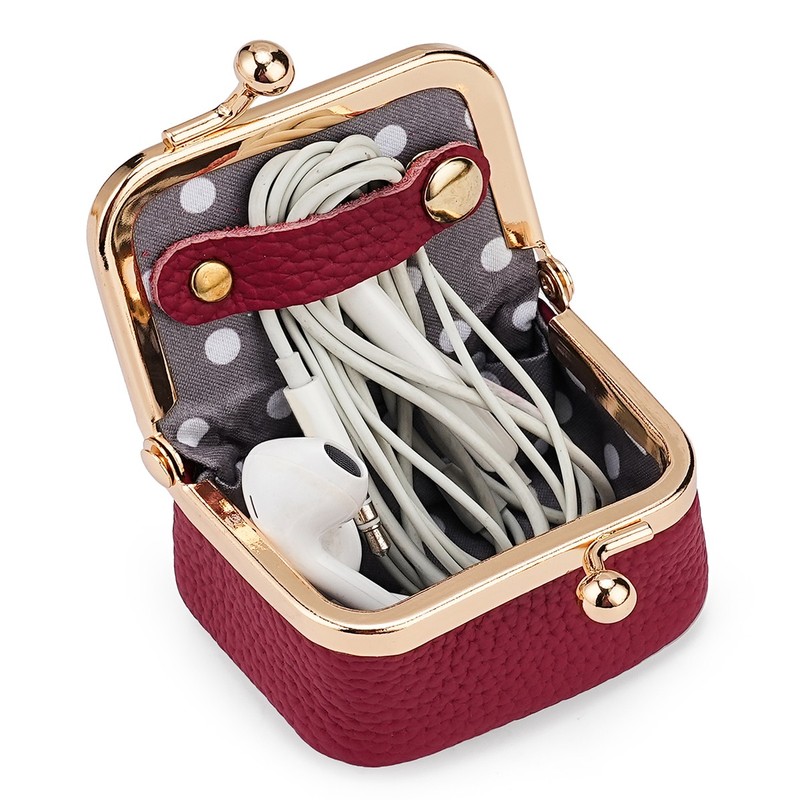 Genuine Leather for Women Mini Jewelry Box Coin Purse with Kiss Lock Mini Wallet gallery