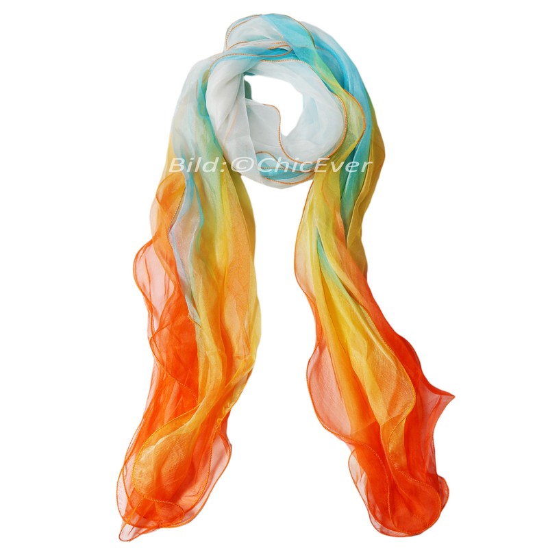 Silk Scarf Shawl 100% Silk 25x180cm 3 Ply Multicoloured Colourful Red Green Purple Blue