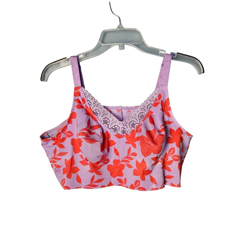 Ruby Ribbon Demiette Pink Purple Floral Print Size 42 Bra Wireless