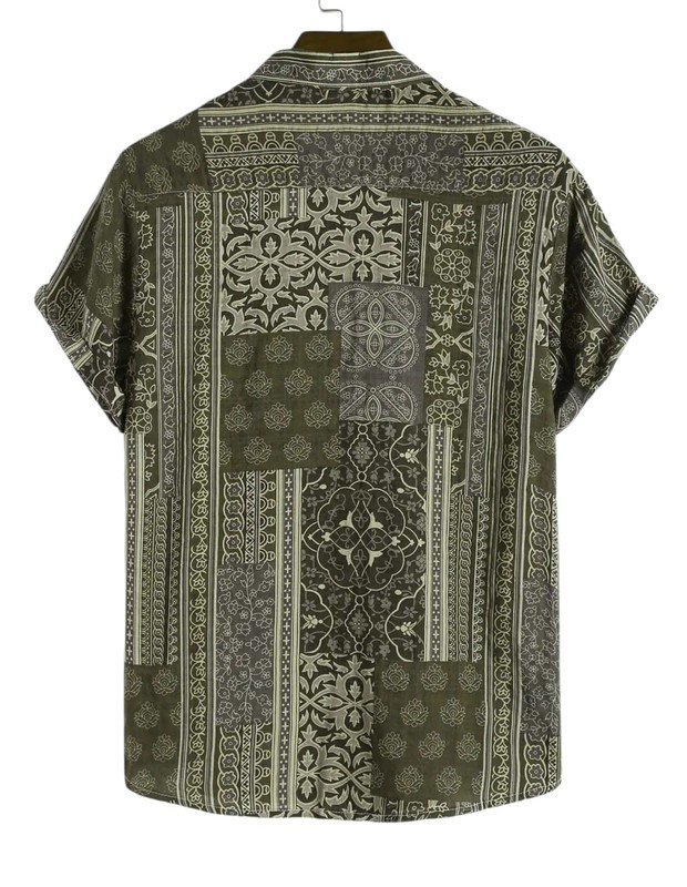 Rakht-101 short sleeve shirt patchwork print gray black size XXL cotton gallery