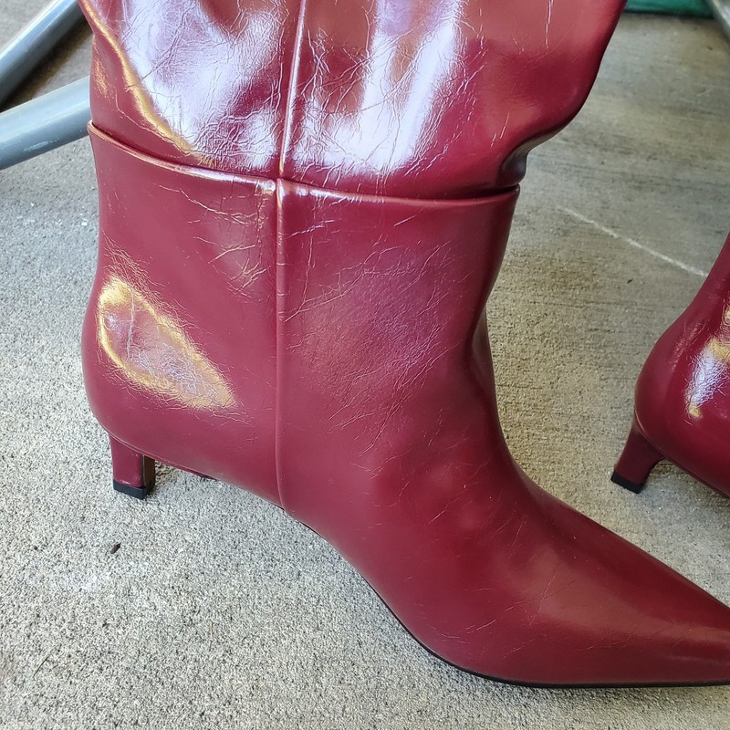 Cellenz Burgundy Faux Leather Boots Size 6 gallery