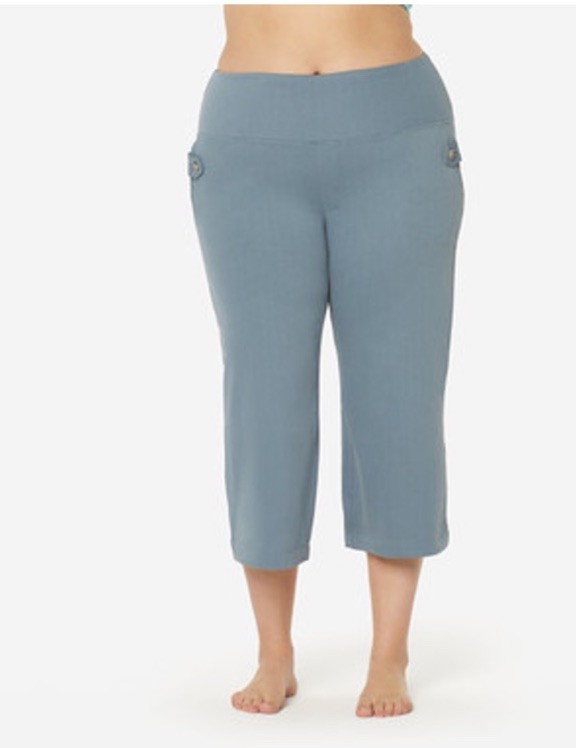 Rubby Ribbon Flare Capri Pants Slate Blue Sz Small NWT