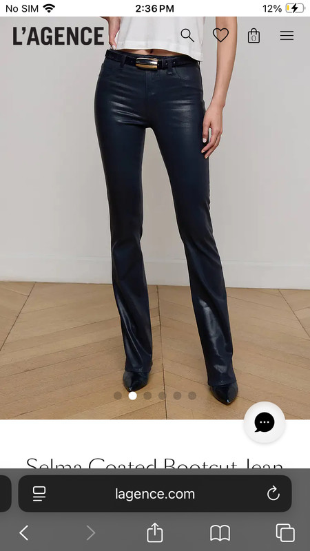 NWT L’Agence Selma Noir Coated Sleek Baby Boot Navy Jeans Sz 25 Marty HR Flare