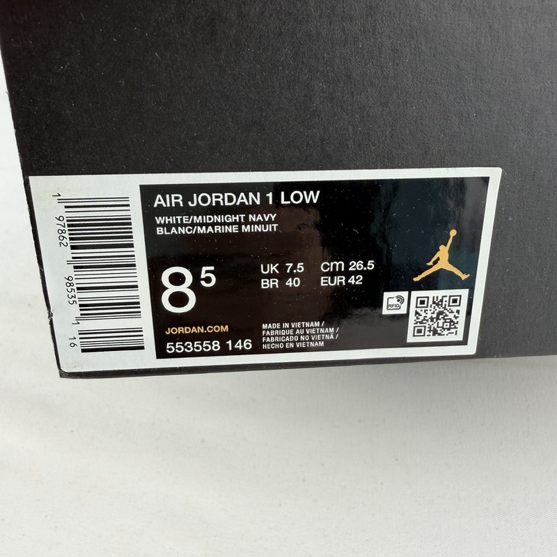 Jordan 1 Low Midnight Navy Neutral Grey 553558 146 Men's Size 8.5 gallery
