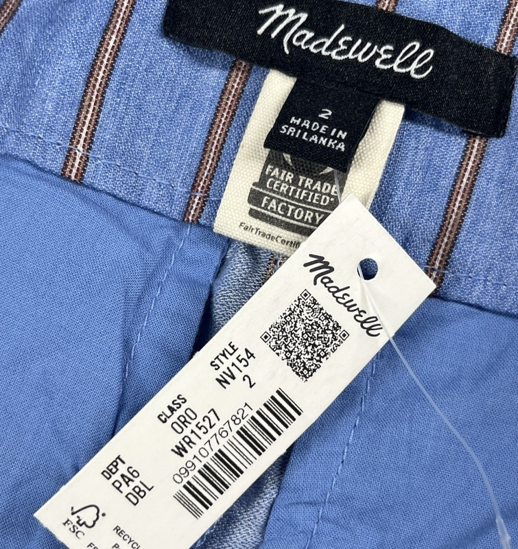 Madewell Pintucked Shorts in Linen Blend Womens 2 Delphinium Blue Stripe 3.5" gallery